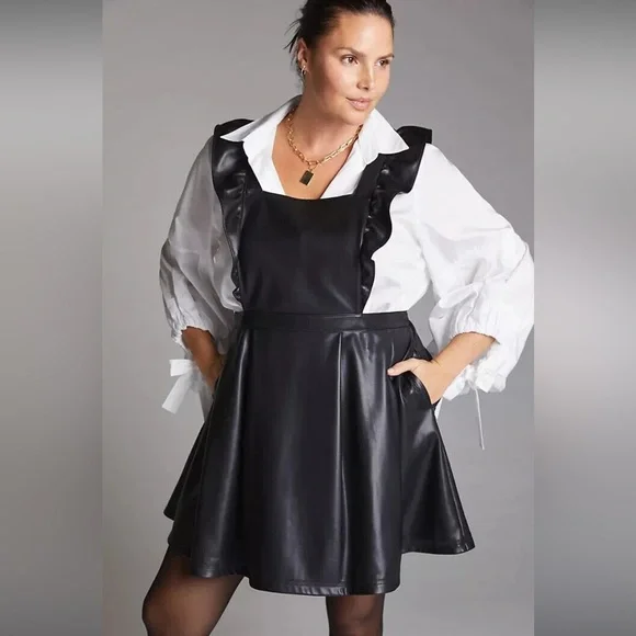 Anthropologie Maeve Faux Leather Mini Dress